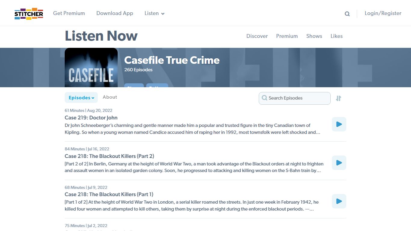 Casefile True Crime on Stitcher